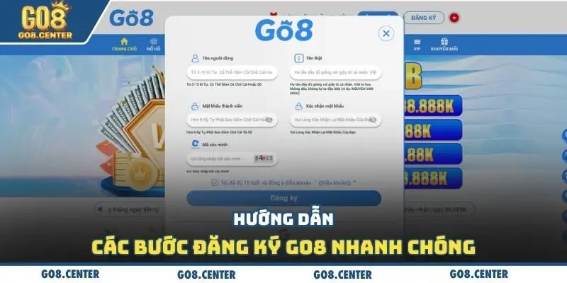 Đăng Ký GO8 - Cách Thức Tạo Tài Khoản Bạn Cần Lưu Ý 2 Hướng dẫn các bước đăng ký Go8 nhanh chóng